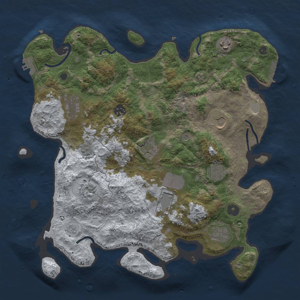Rust Map: Procedural Map, Size: 3750, Seed: 23609802, 19 Monuments