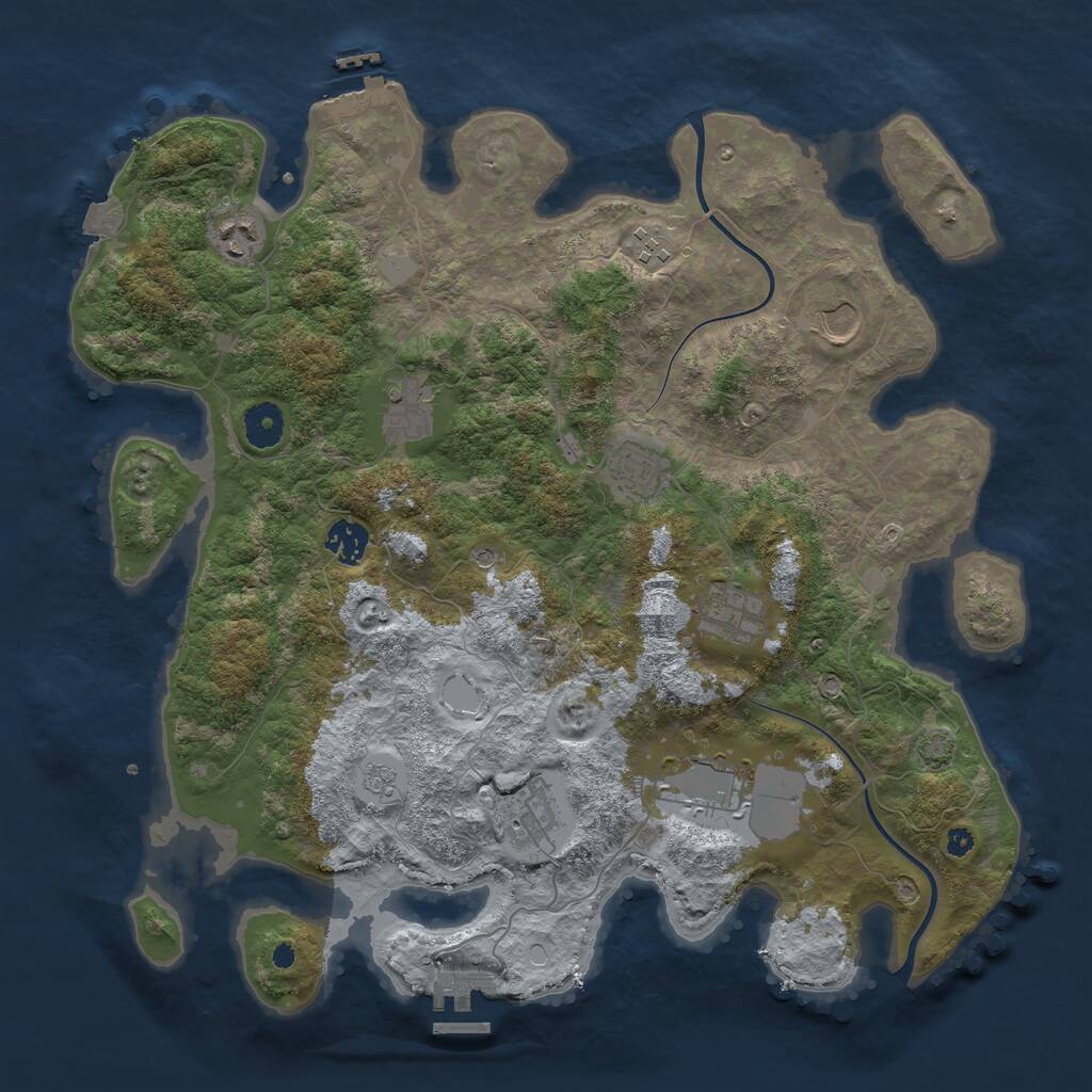Rust Map: Procedural Map, Size: 3850, Seed: 108882499, 15 Monuments
