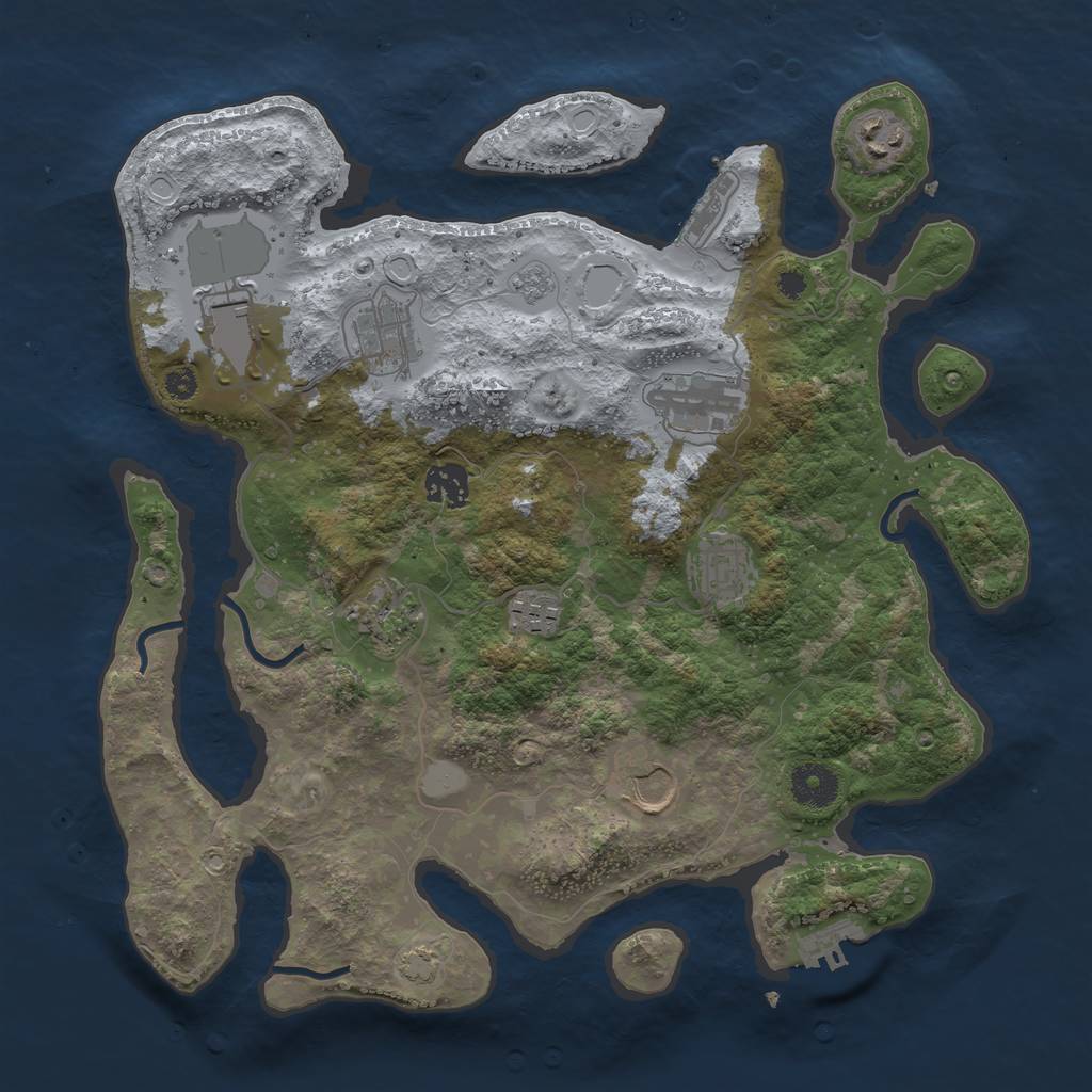 Rust Map: Procedural Map, Size: 3550, Seed: 687464, 16 Monuments