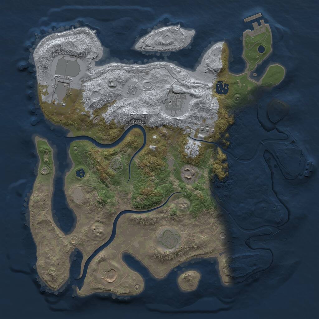 Rust Map: Procedural Map, Size: 3550, Seed: 687464, 13 Monuments