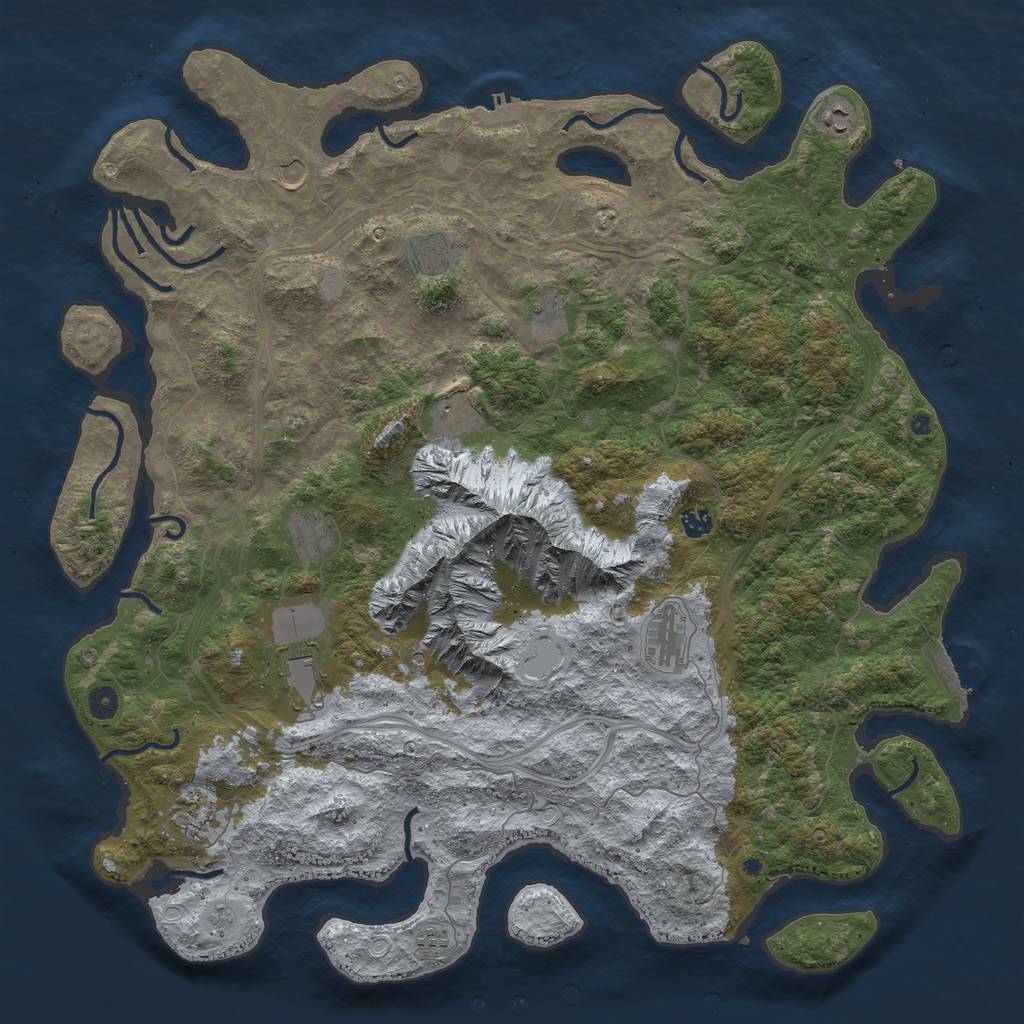 Rust Map: Procedural Map, Size: 5000, Seed: 1073741823, 18 Monuments