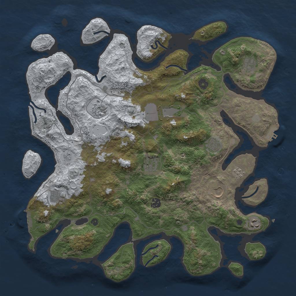 Rust Map: Procedural Map, Size: 4300, Seed: 1458002627, 19 Monuments