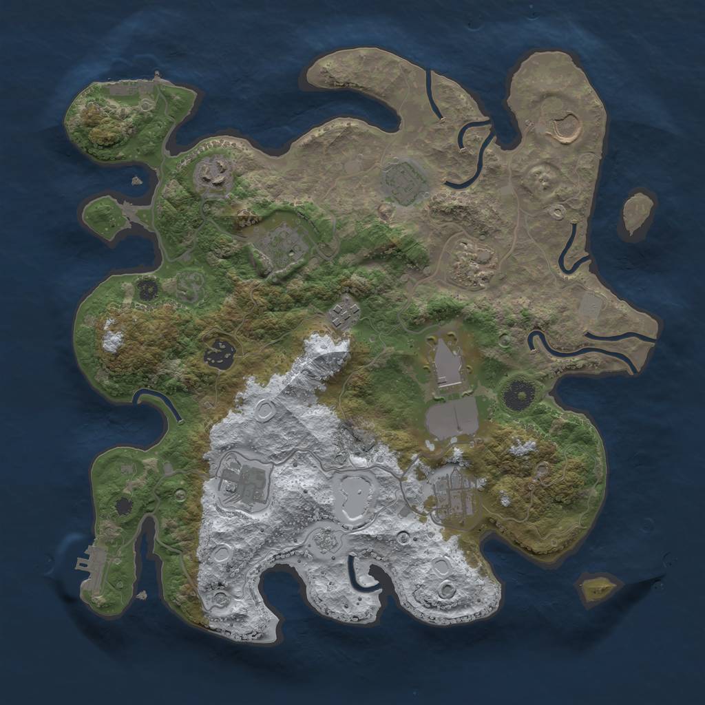 Rust Map: Procedural Map, Size: 3500, Seed: 4290652, 19 Monuments