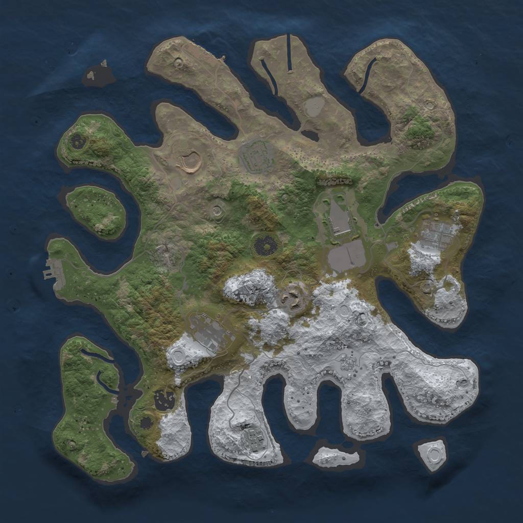 Rust Map: Procedural Map, Size: 3600, Seed: 1363712781, 17 Monuments