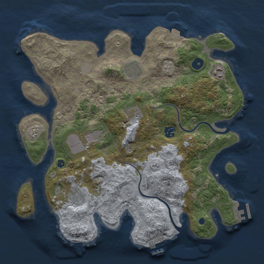 Rust Map: Procedural Map, Size: 3500, Seed: 6449064, 13 Monuments