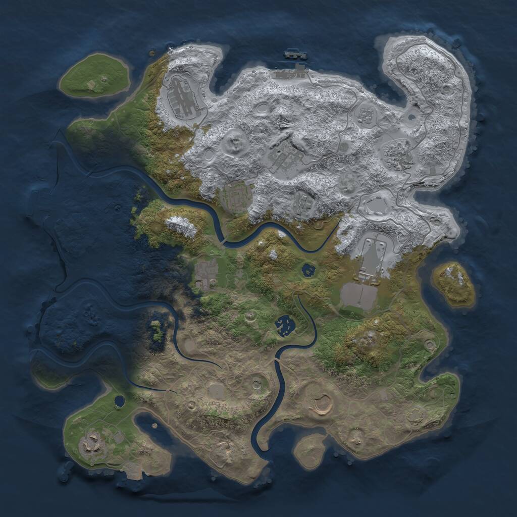 Rust Map: Procedural Map, Size: 3850, Seed: 1109200730, 16 Monuments