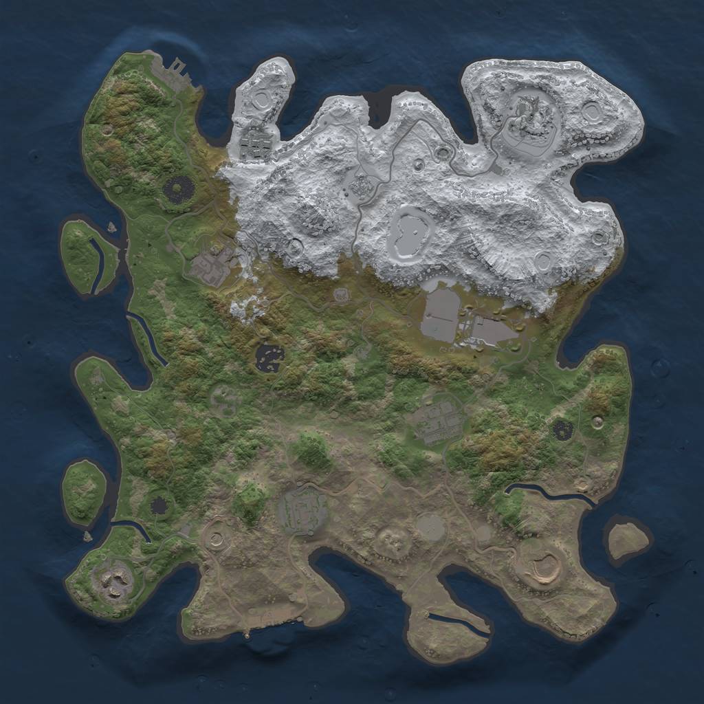 Rust Map: Procedural Map, Size: 3550, Seed: 662912, 18 Monuments