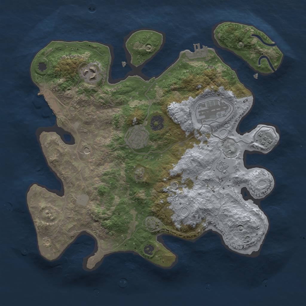 Rust Map: Procedural Map, Size: 3000, Seed: 263494020, 12 Monuments