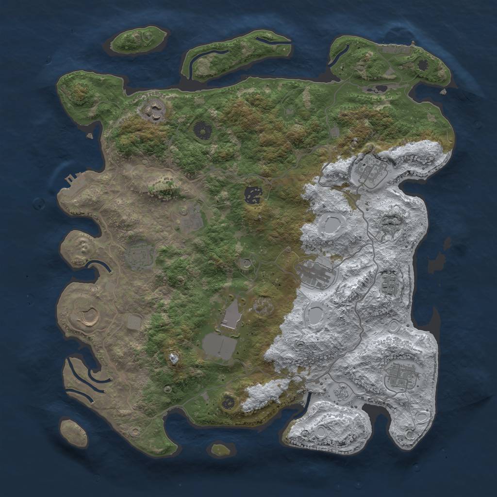 Rust Map: Procedural Map, Size: 4000, Seed: 56444654, 19 Monuments