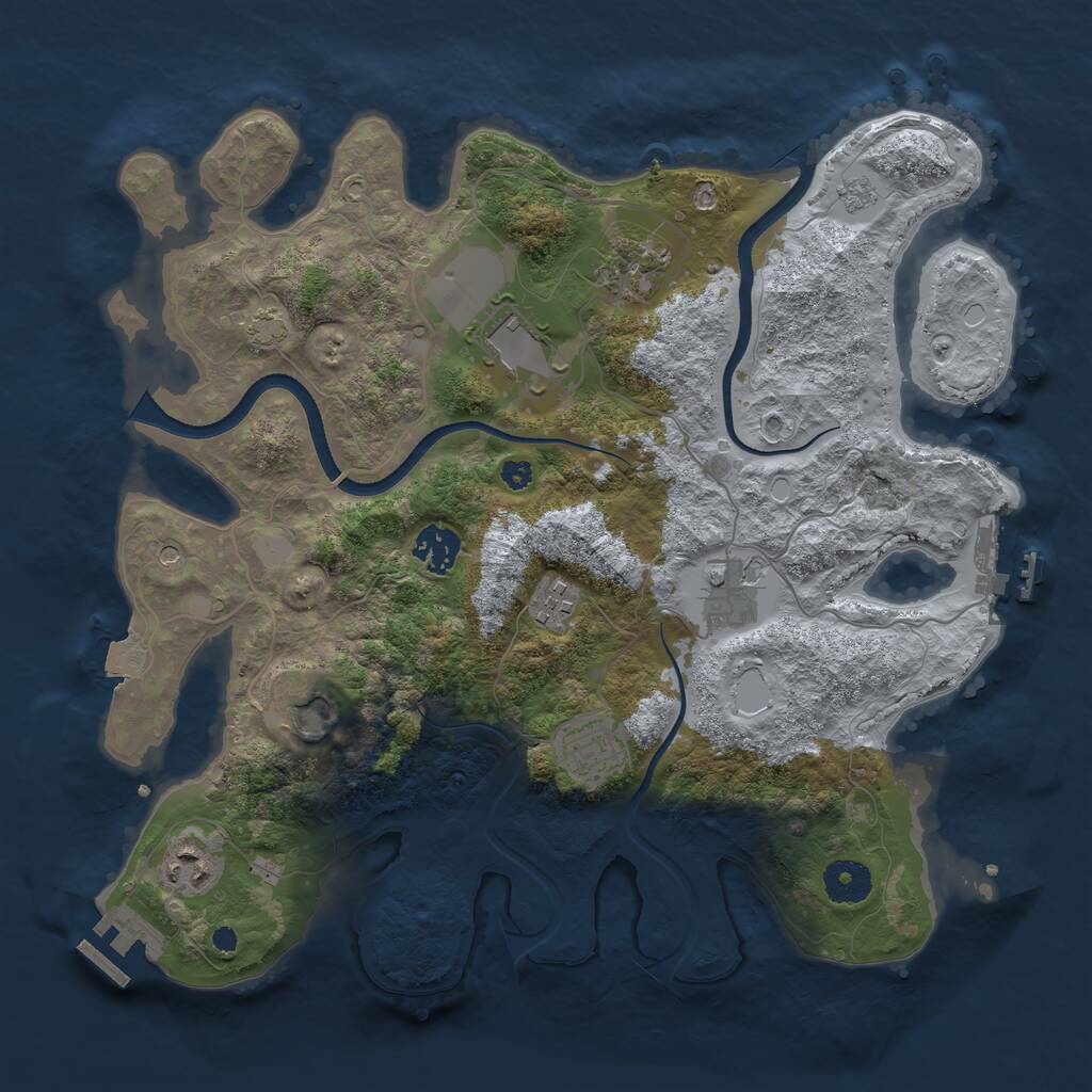Rust Map: Procedural Map, Size: 3550, Seed: 775512, 14 Monuments