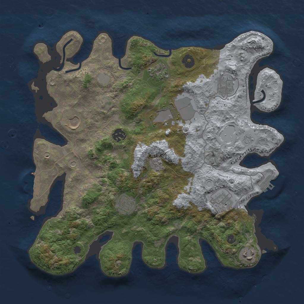 Rust Map: Procedural Map, Size: 3550, Seed: 775512, 16 Monuments