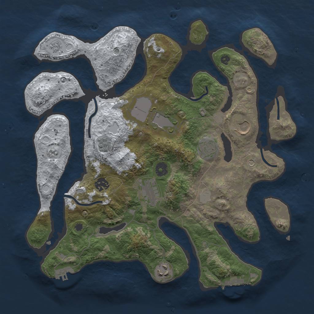 Rust Map: Procedural Map, Size: 3500, Seed: 327272, 16 Monuments