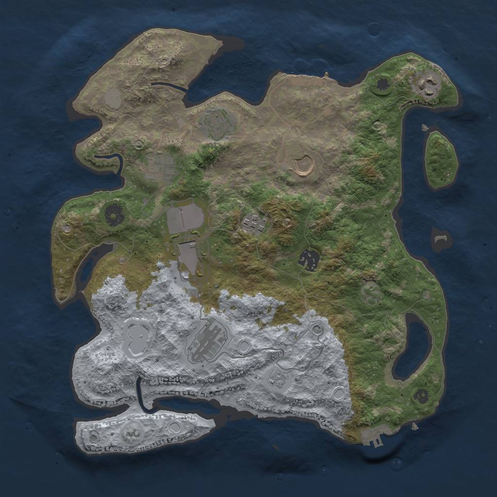 Rust Map: Procedural Map, Size: 3500, Seed: 2265563, 17 Monuments