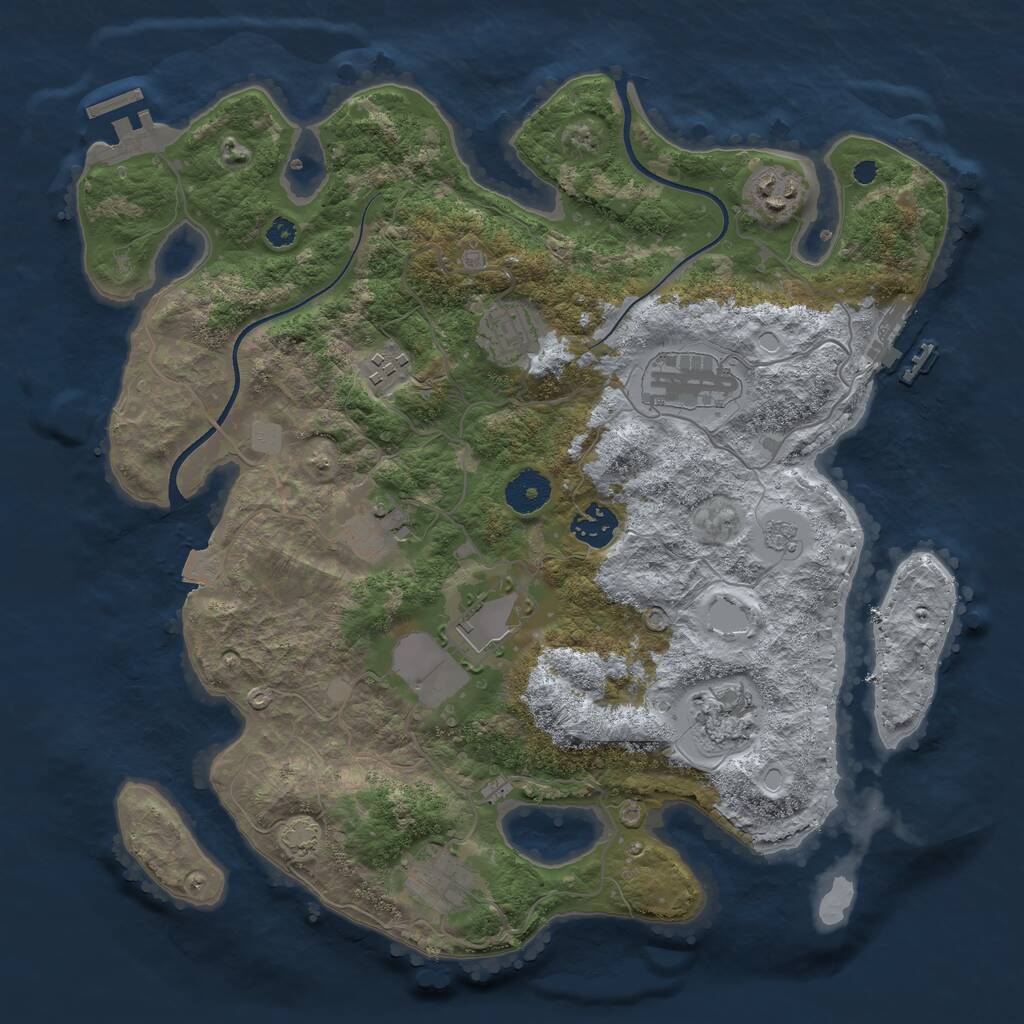Rust Map: Procedural Map, Size: 3550, Seed: 721588, 14 Monuments