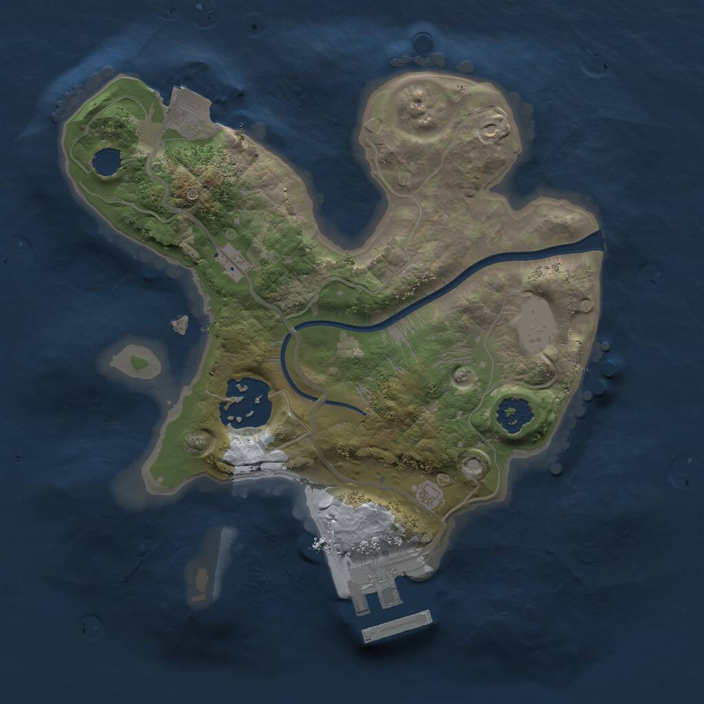 Rust Map: Procedural Map, Size: 2000, Seed: 38187, 3 Monuments