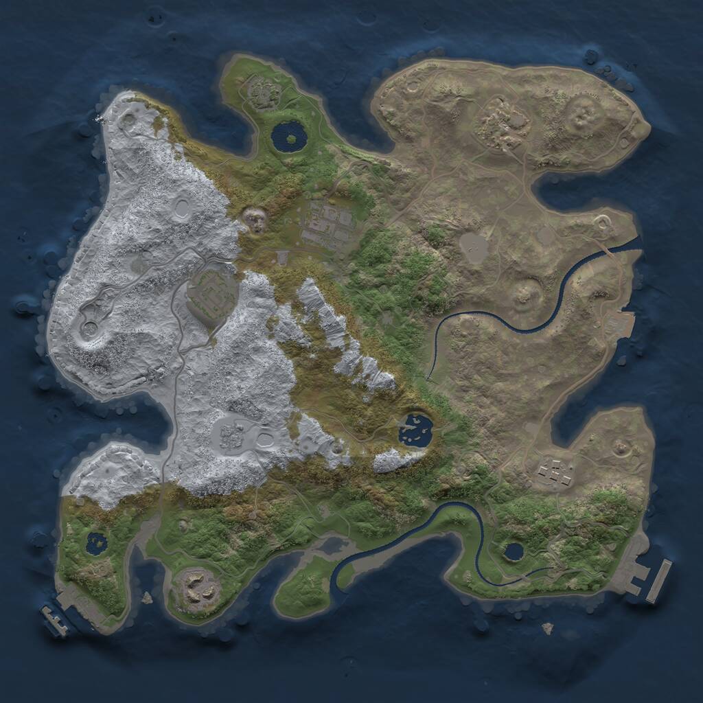 Rust Map: Procedural Map, Size: 3125, Seed: 77740771, 12 Monuments