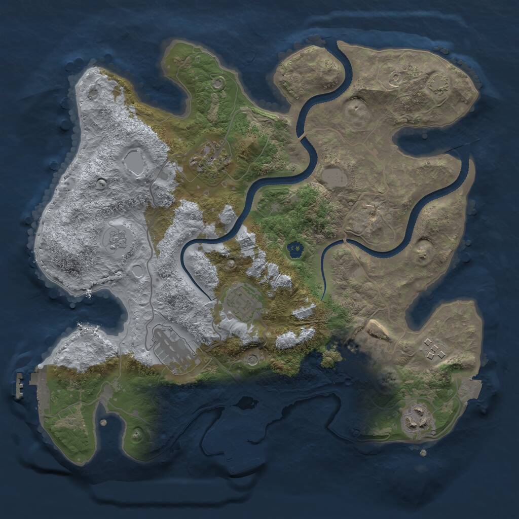 Rust Map: Procedural Map, Size: 3125, Seed: 77740771, 12 Monuments