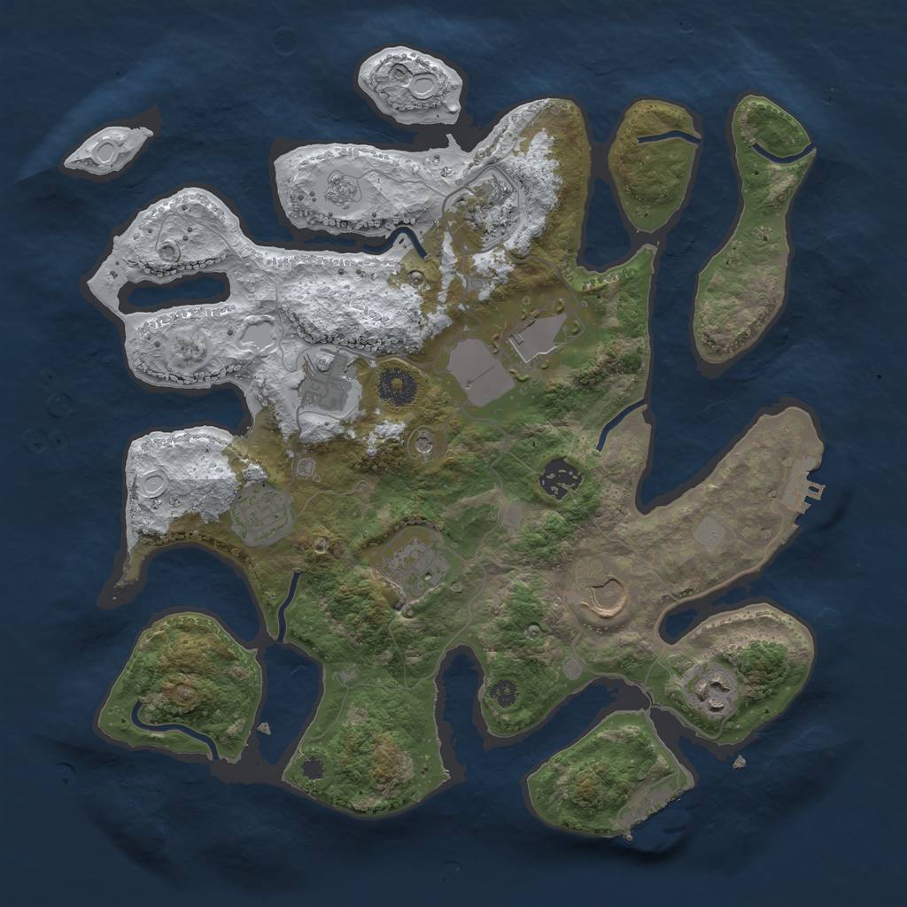 Rust Map: Procedural Map, Size: 3500, Seed: 289098, 17 Monuments