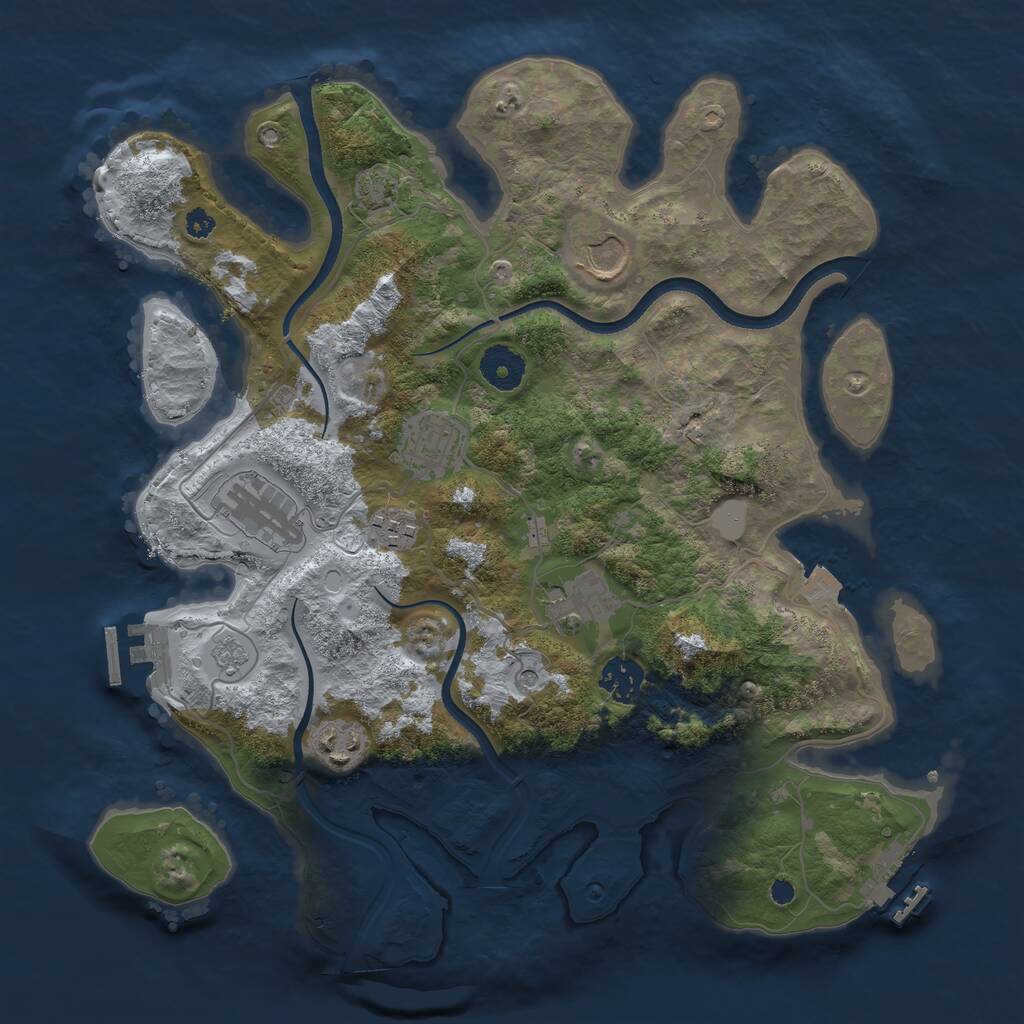 Rust Map: Procedural Map, Size: 3500, Seed: 1743347903, 13 Monuments