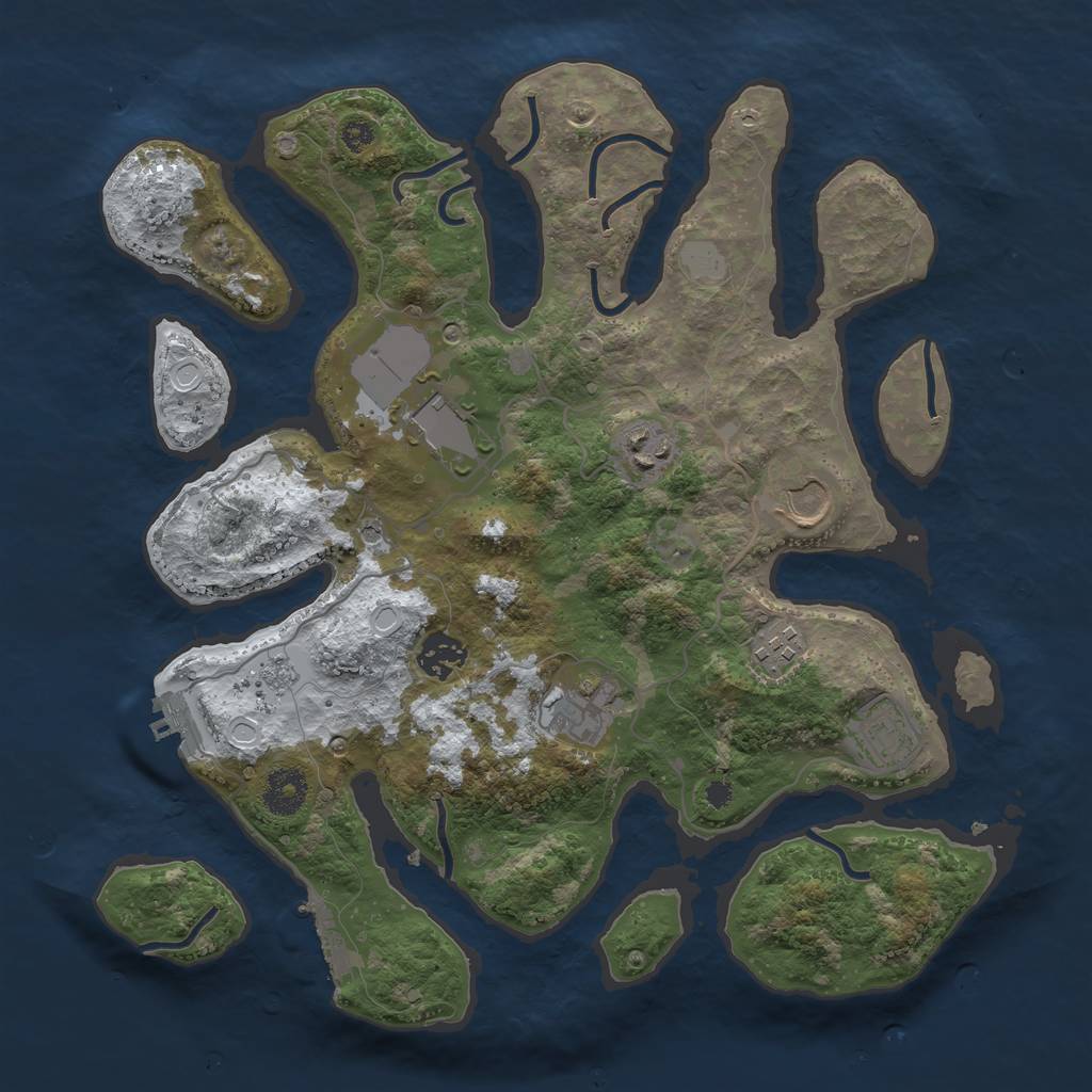 Rust Map: Procedural Map, Size: 3500, Seed: 1743347903, 16 Monuments
