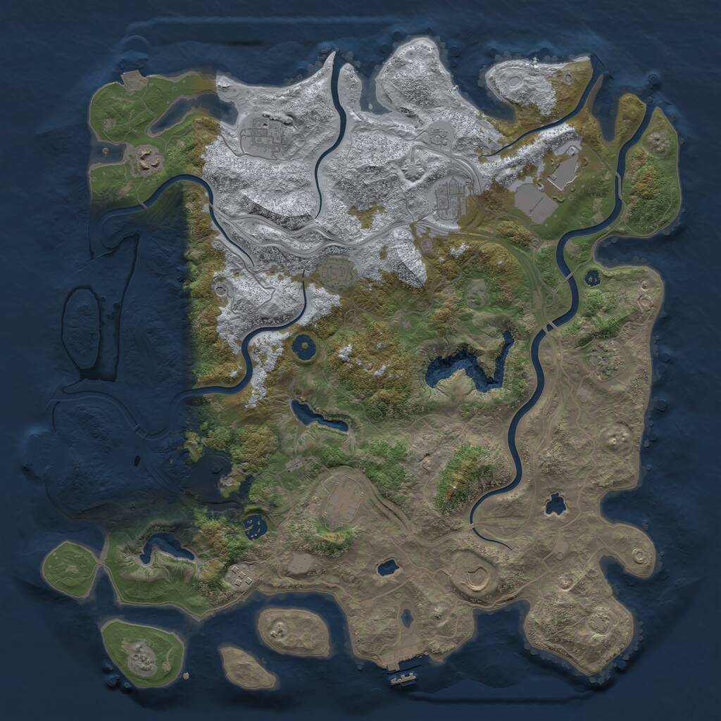 Rust Map: Procedural Map, Size: 4500, Seed: 4636, 17 Monuments