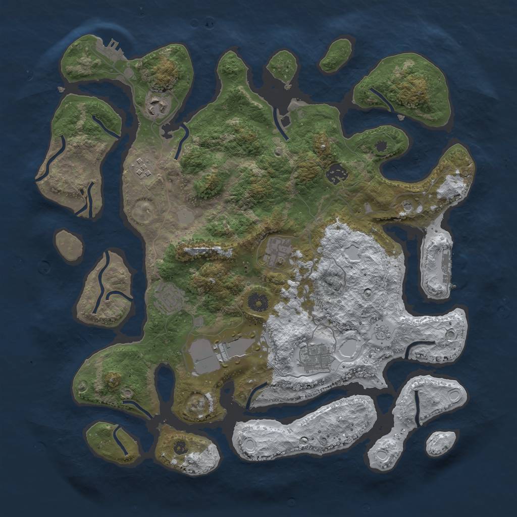 Rust Map: Procedural Map, Size: 3850, Seed: 694201337, 16 Monuments