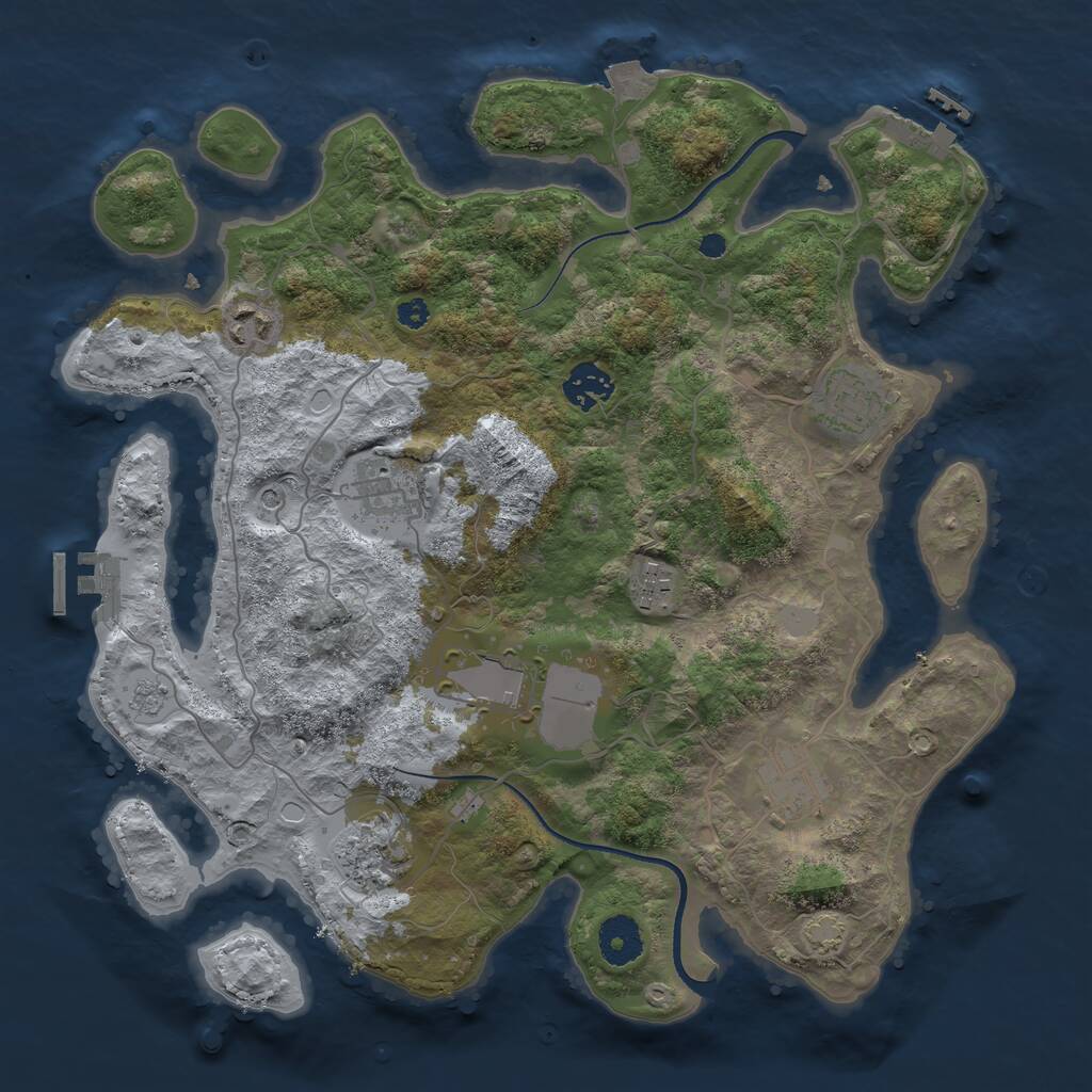 Rust Map: Procedural Map, Size: 3500, Seed: 4585472, 14 Monuments