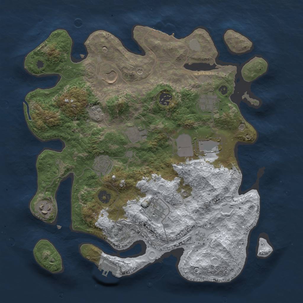 Rust Map: Procedural Map, Size: 3500, Seed: 6251645, 18 Monuments