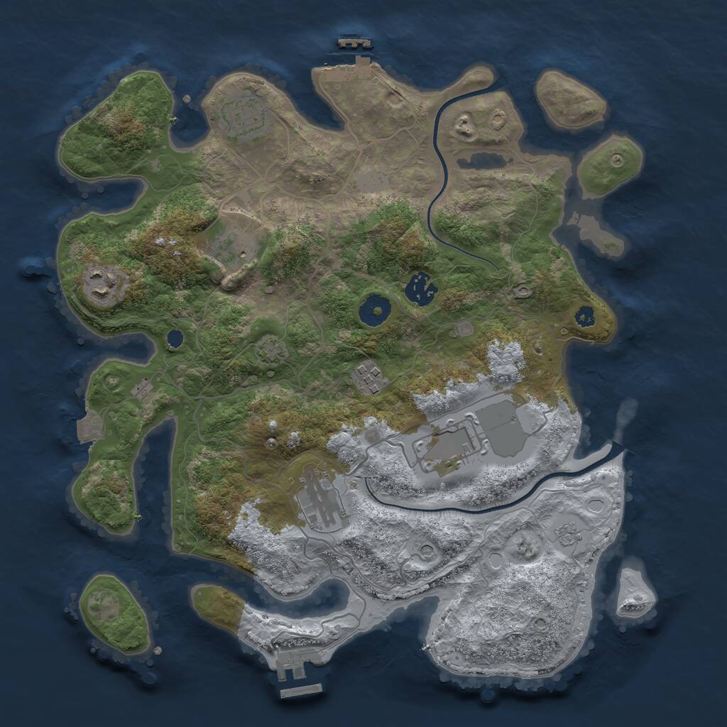 Rust Map: Procedural Map, Size: 3500, Seed: 6251645, 13 Monuments