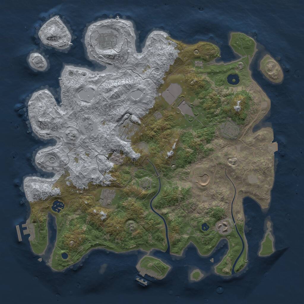 Rust Map: Procedural Map, Size: 3850, Seed: 728828684, 15 Monuments