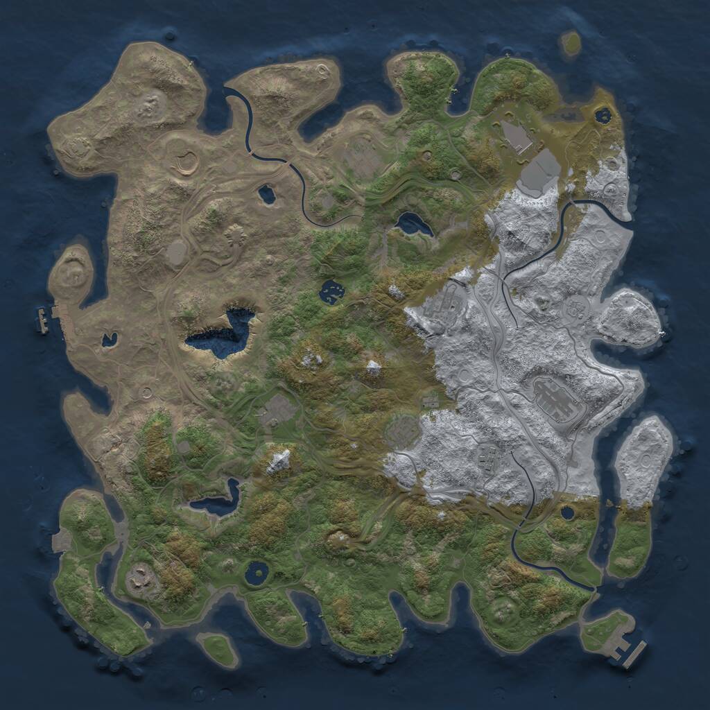 Rust Map: Procedural Map, Size: 4500, Seed: 4383527, 16 Monuments