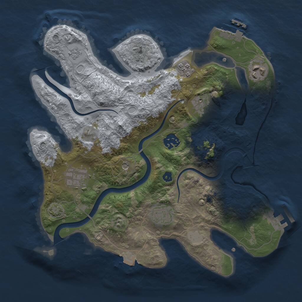 Rust Map: Procedural Map, Size: 3000, Seed: 375328895, 12 Monuments