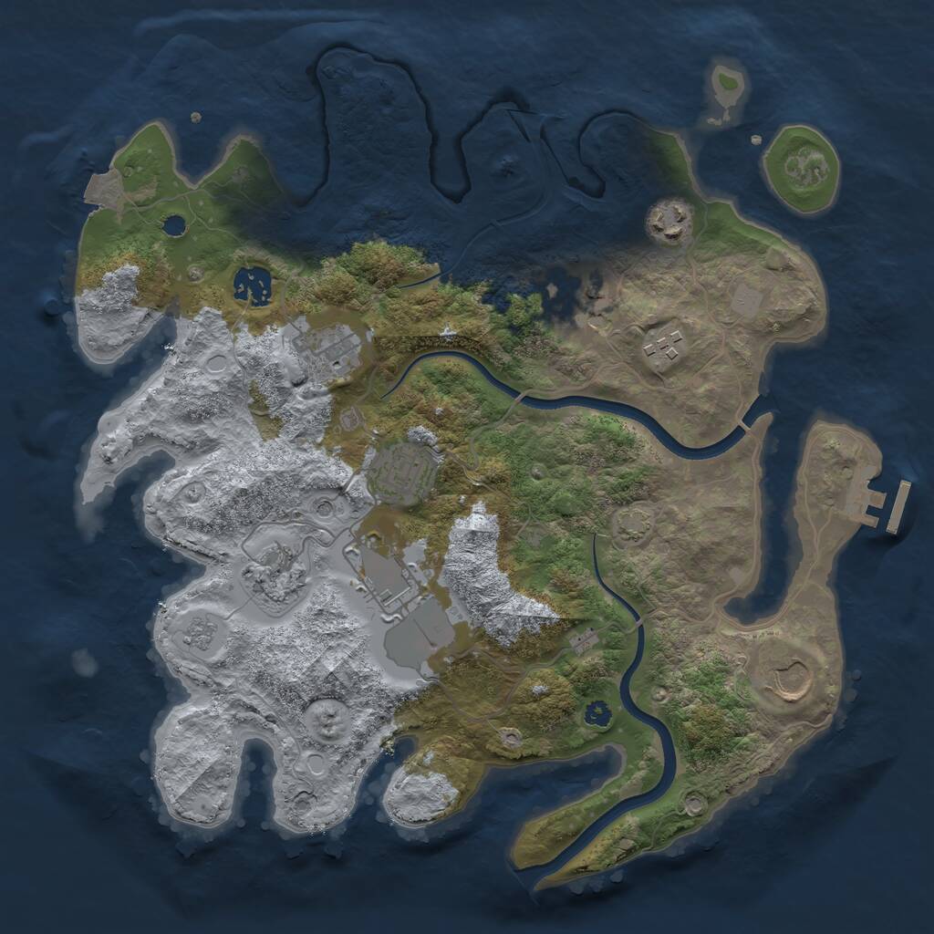 Rust Map: Procedural Map, Size: 3500, Seed: 2308551, 14 Monuments