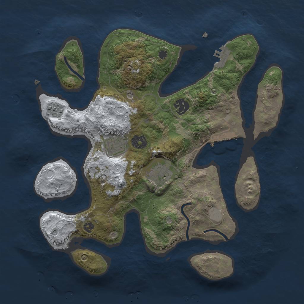 Rust Map: Procedural Map, Size: 3000, Seed: 9064, 12 Monuments
