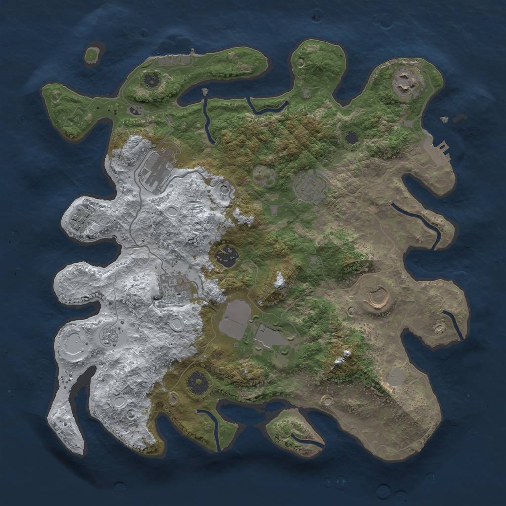 Rust Map: Procedural Map, Size: 3500, Seed: 3252533, 17 Monuments