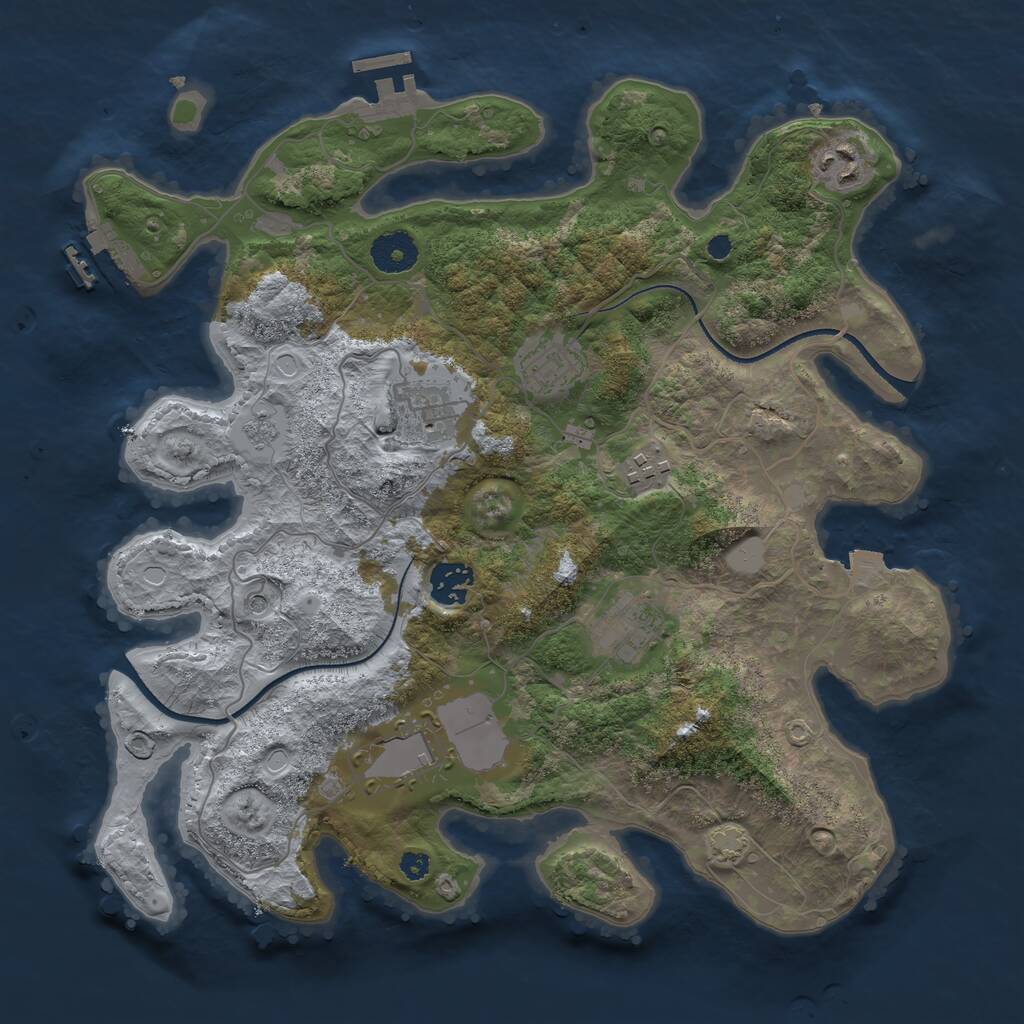Rust Map: Procedural Map, Size: 3500, Seed: 3252533, 13 Monuments