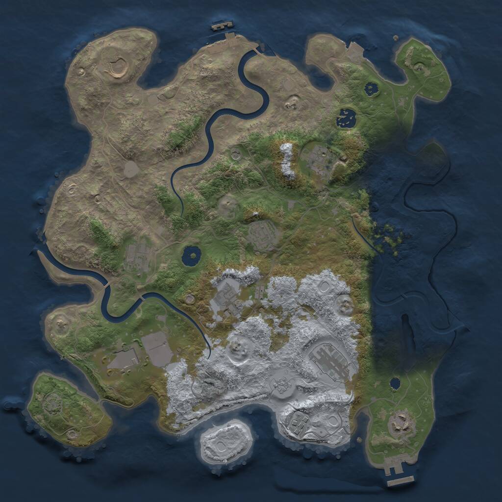 Rust Map: Procedural Map, Size: 3750, Seed: 9732406, 16 Monuments