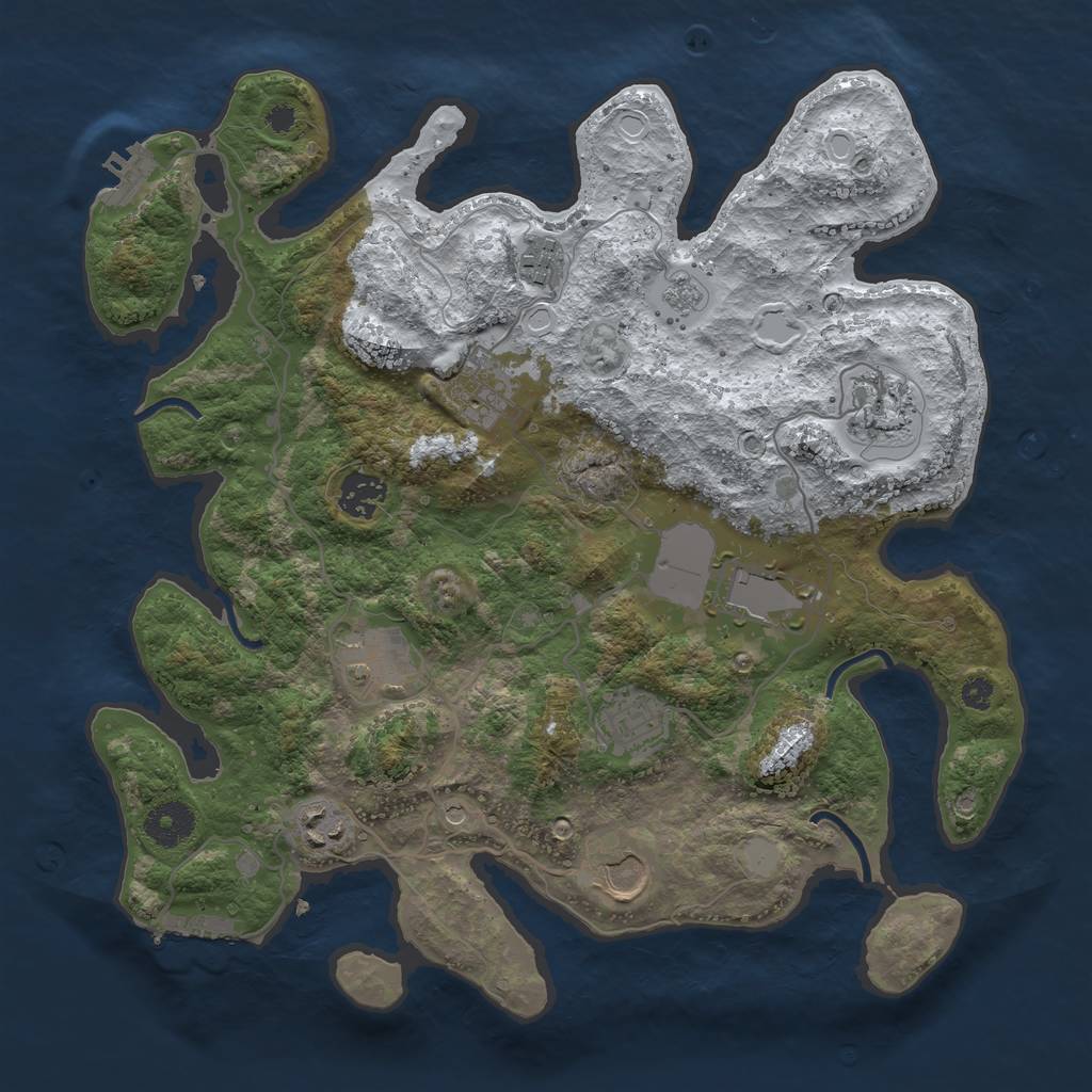 Rust Map: Procedural Map, Size: 3500, Seed: 1737036, 18 Monuments