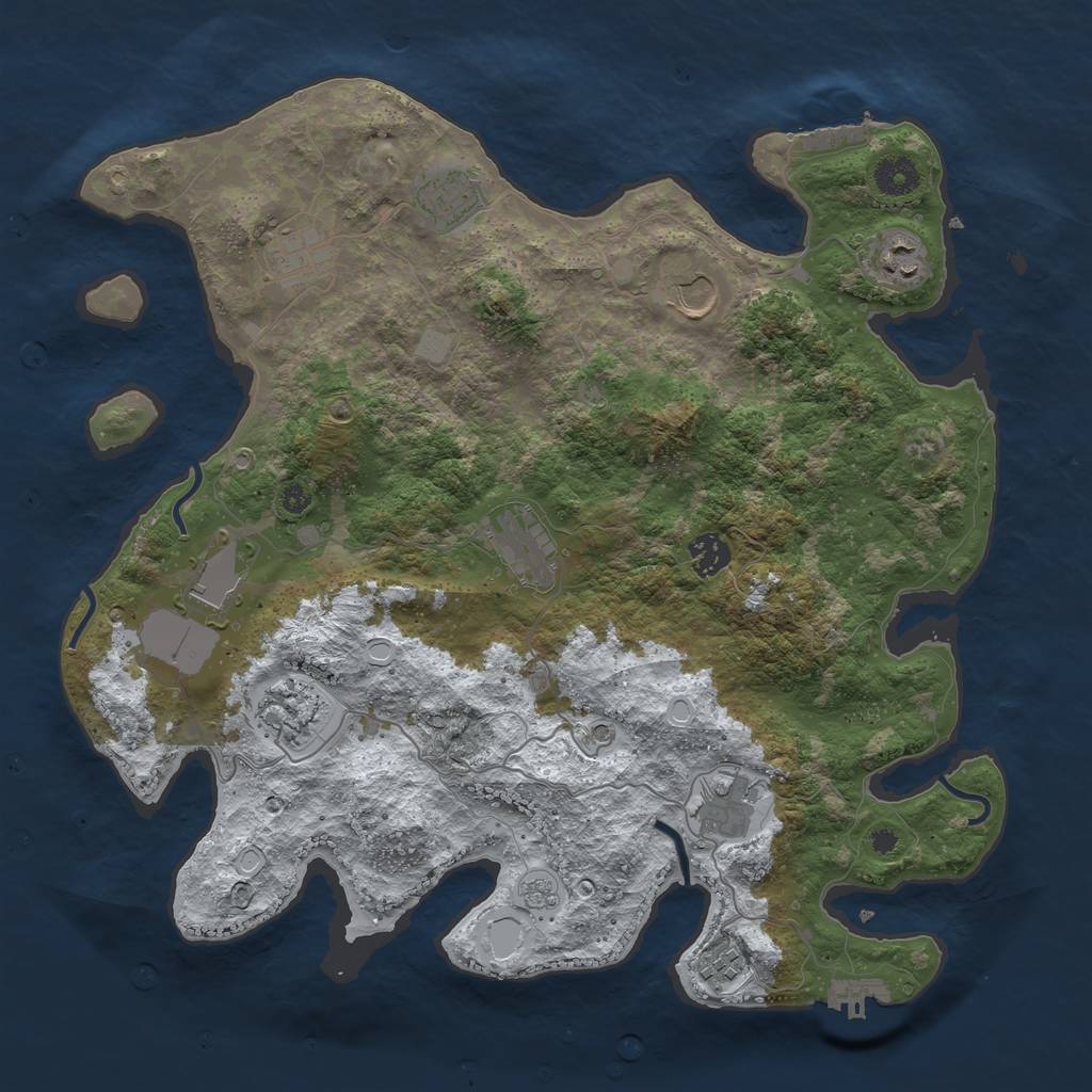 Rust Map: Procedural Map, Size: 3850, Seed: 1224223299, 19 Monuments