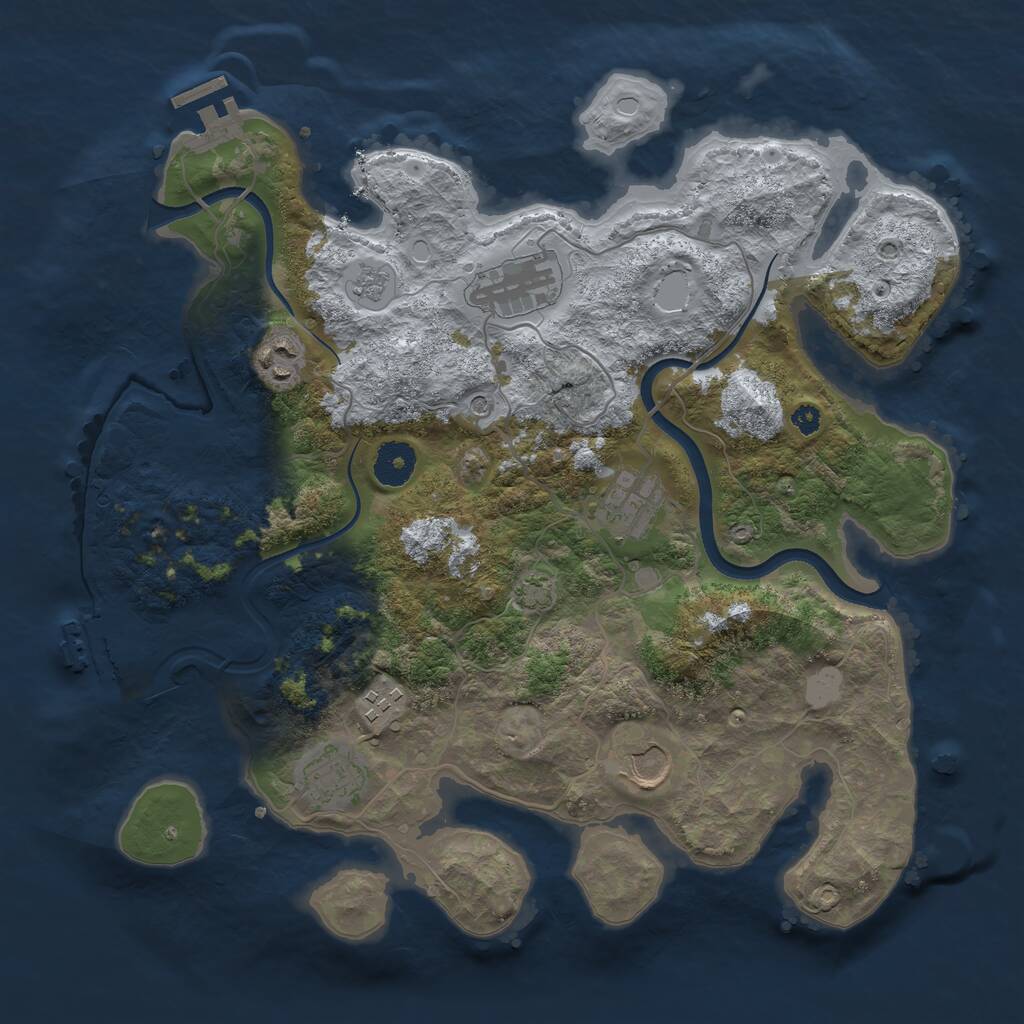 Rust Map: Procedural Map, Size: 3550, Seed: 986528, 12 Monuments