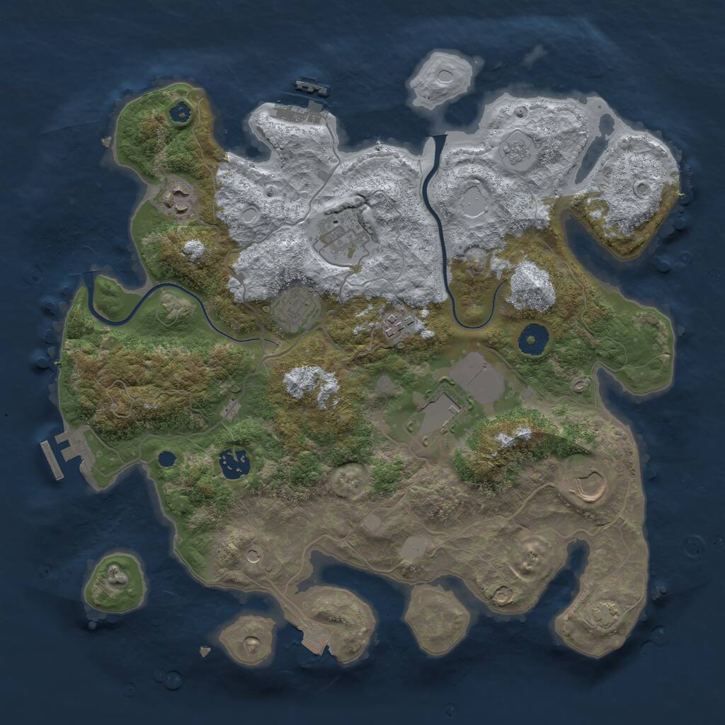 Rust Map: Procedural Map, Size: 3550, Seed: 986528, 13 Monuments