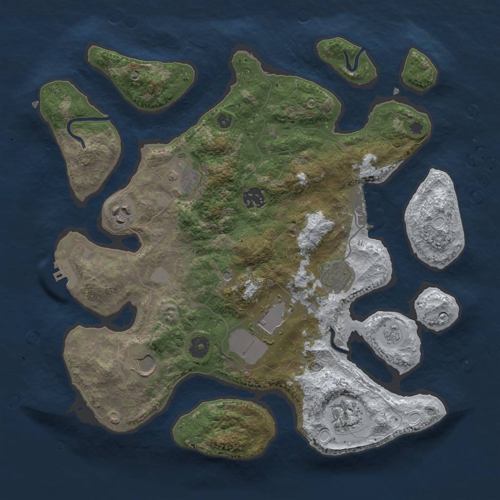 Rust Map: Procedural Map, Size: 3500, Seed: 5291133, 16 Monuments