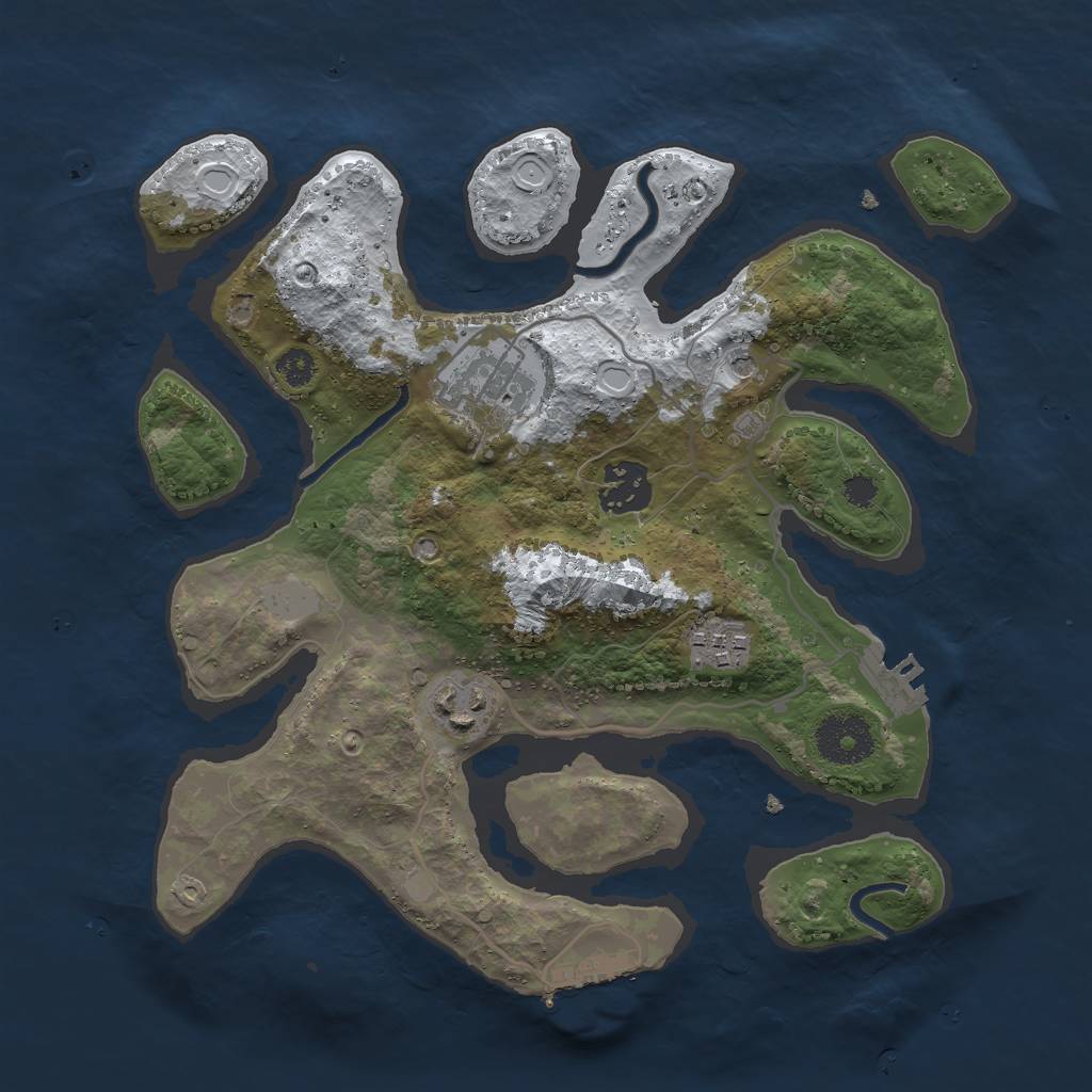 Rust Map: Procedural Map, Size: 3000, Seed: 916692, 12 Monuments