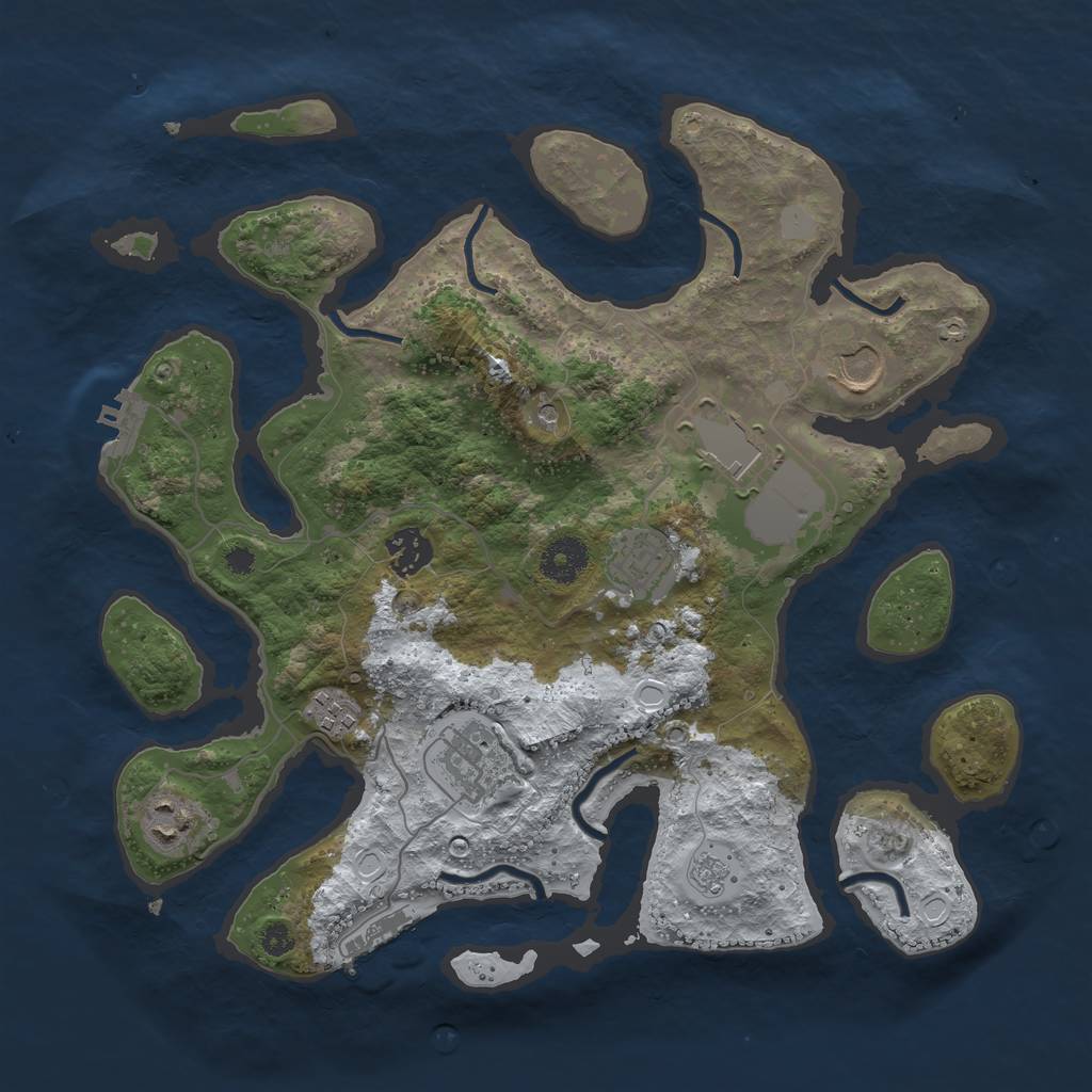 Rust Map: Procedural Map, Size: 3500, Seed: 909431947, 16 Monuments