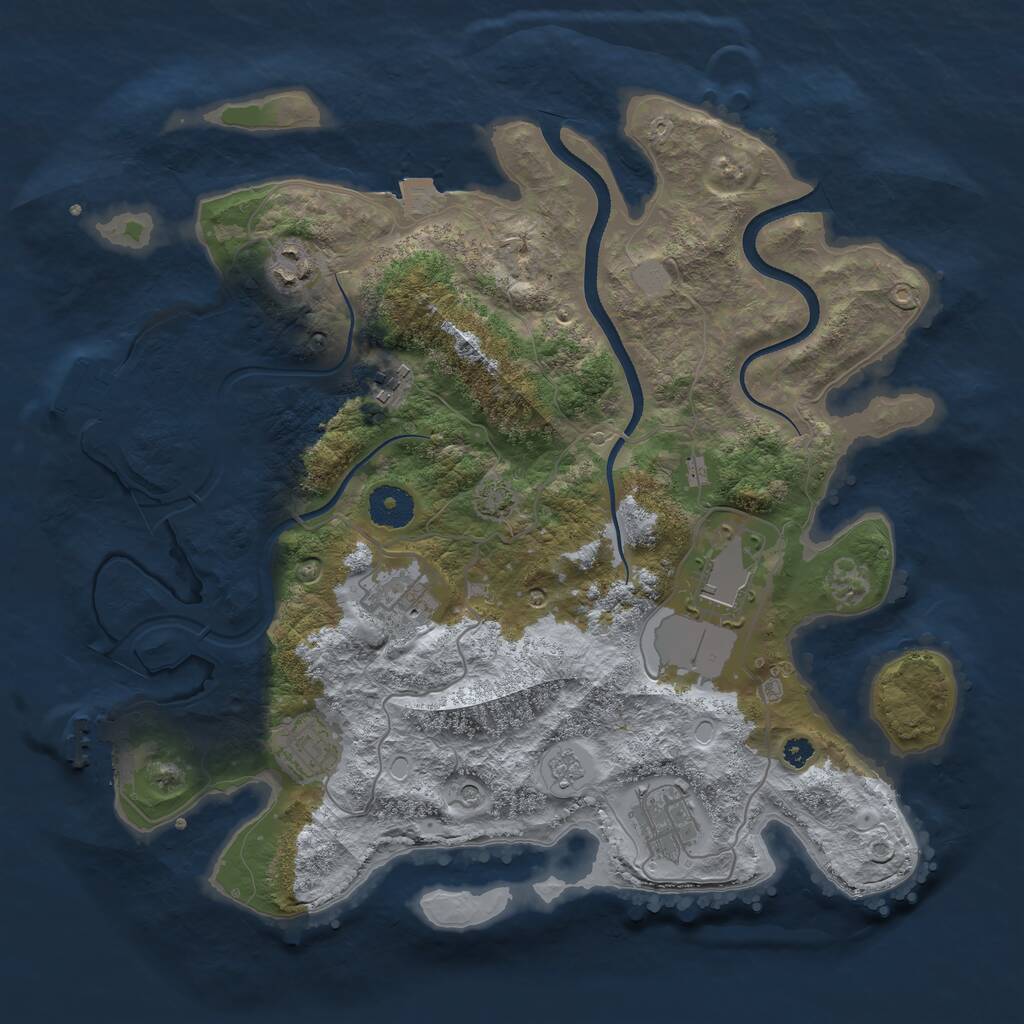 Rust Map: Procedural Map, Size: 3500, Seed: 909431947, 12 Monuments