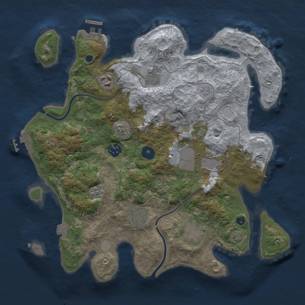 Rust Map: Procedural Map, Size: 3500, Seed: 6143179, 13 Monuments