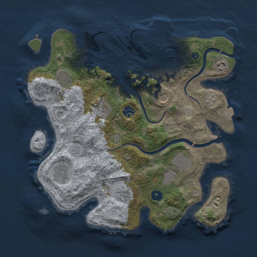 Rust Map: Procedural Map, Size: 3500, Seed: 1686943, 14 Monuments