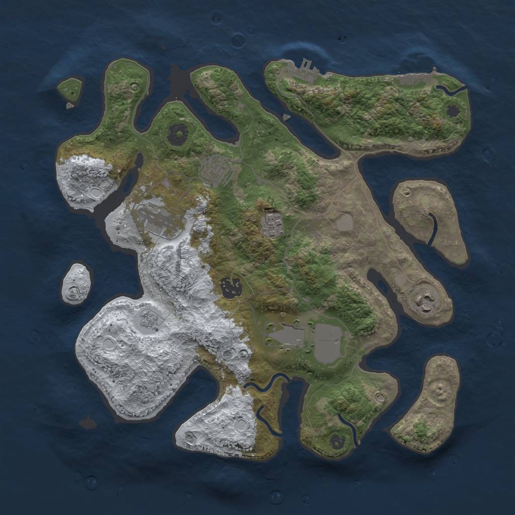 Rust Map: Procedural Map, Size: 3500, Seed: 1686943, 14 Monuments