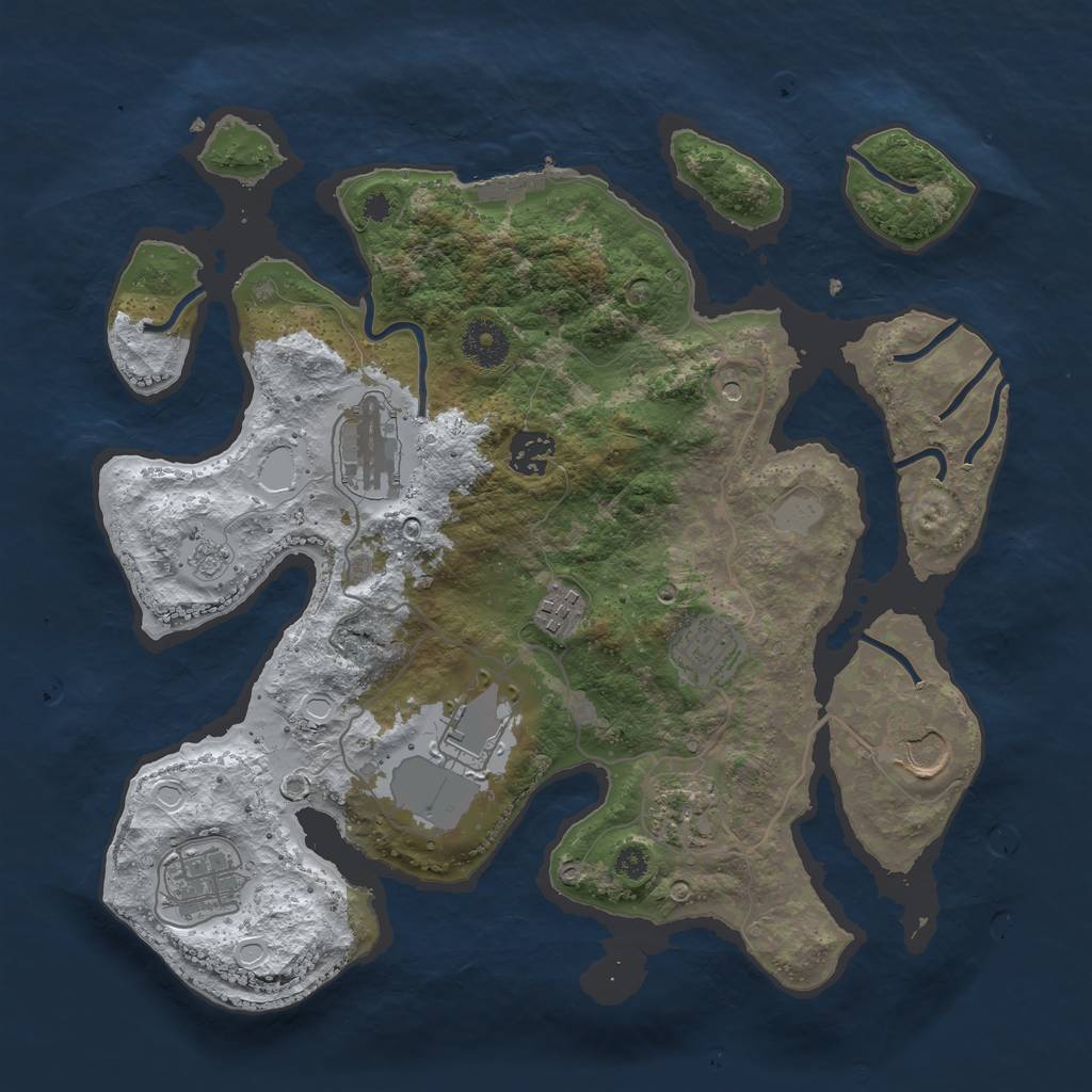 Rust Map: Procedural Map, Size: 3500, Seed: 1724894, 16 Monuments