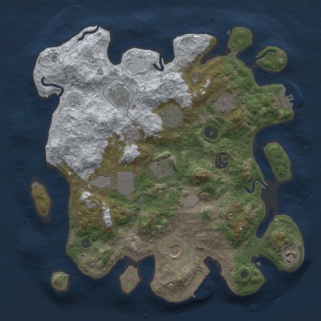 Rust Map: Procedural Map, Size: 3550, Seed: 569374, 18 Monuments